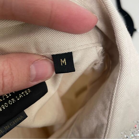 Christine Alexander Tan 3/4 Sleeve Button Up Blouse Bedazzled Womens M Bling - Picture 10 of 10